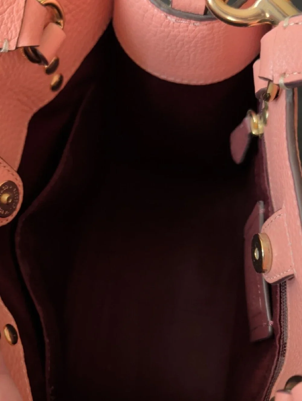 COACH Pink Pebbled Leather Satchel with Embroidered Appliqués